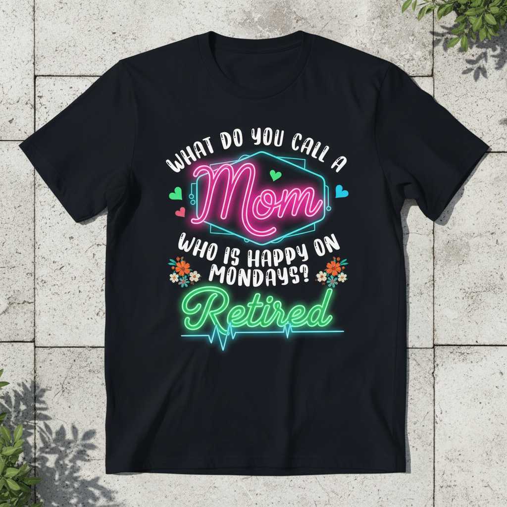 What Do You Call A Mom Who Is Happy On Mondays Retired T-Shirt Funny Tee Idea
