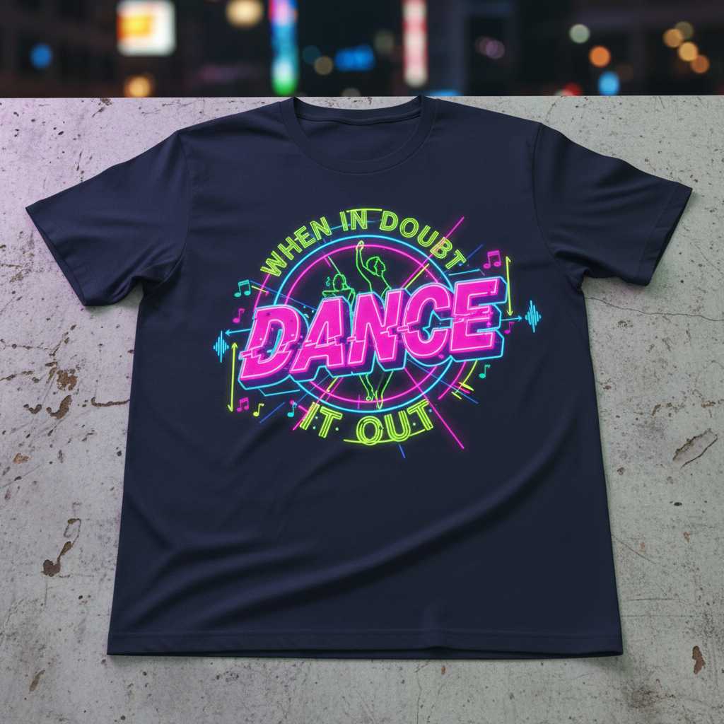 When In Doubt Dance It Out Retro Neon T-Shirt, Graphic Dancer Tee Idea