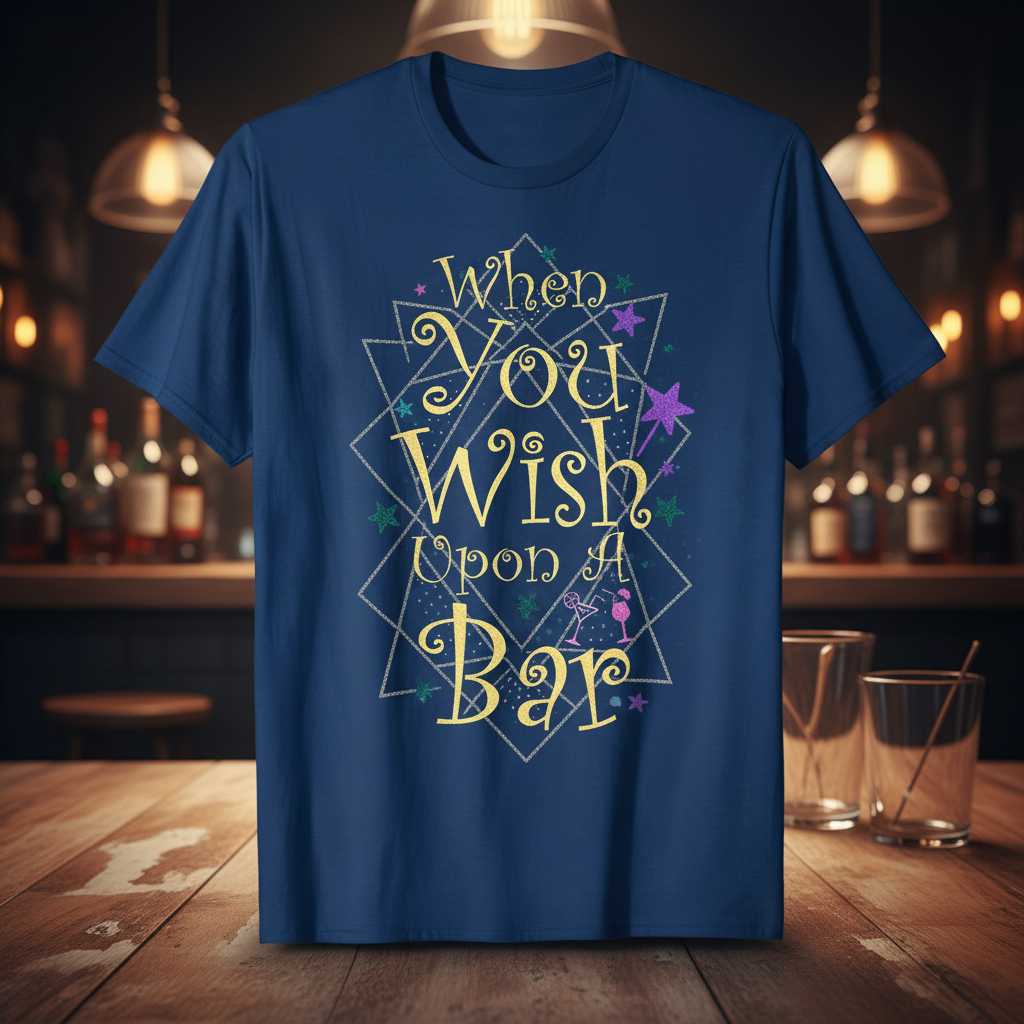 When You Wish Upon A Bar Funny Drinking Graphic T-Shirt Novelty Tee Present