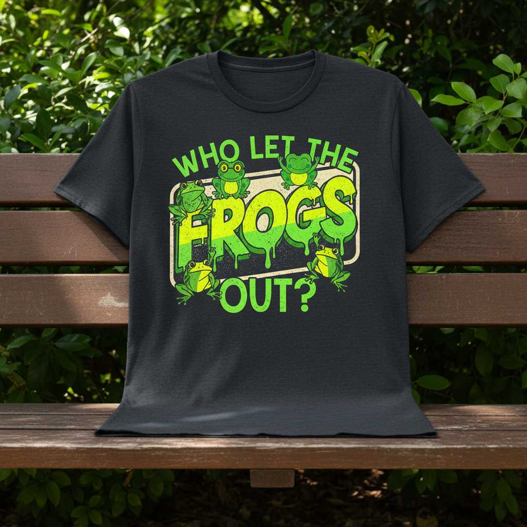 Who Let The Frogs Out- Distressed T-Shirt, Funny Novelty Graphic Tee Idea