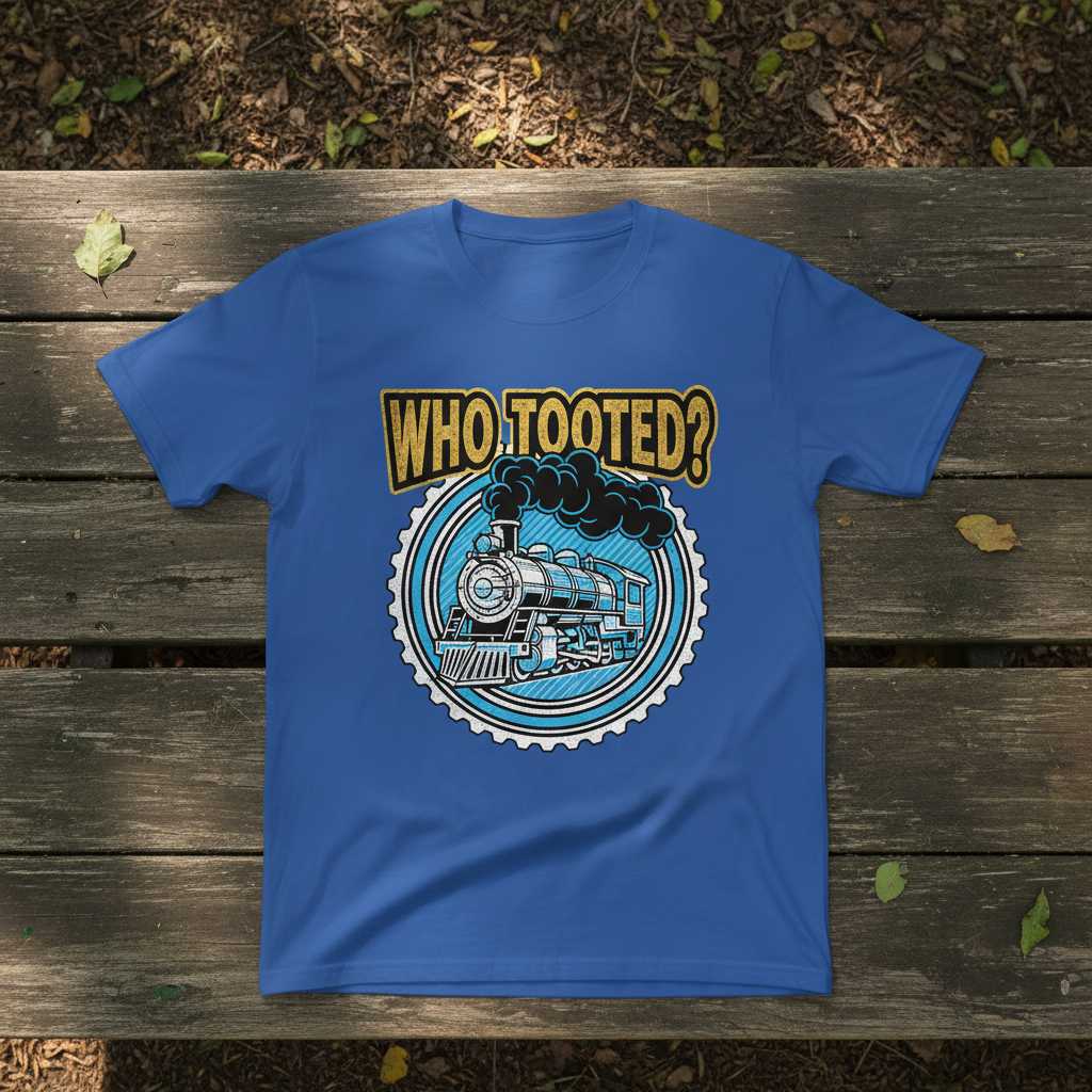 Who Tooted- Vintage Train Graphic T-Shirt, Funny Railroad Novelty Tee Idea
