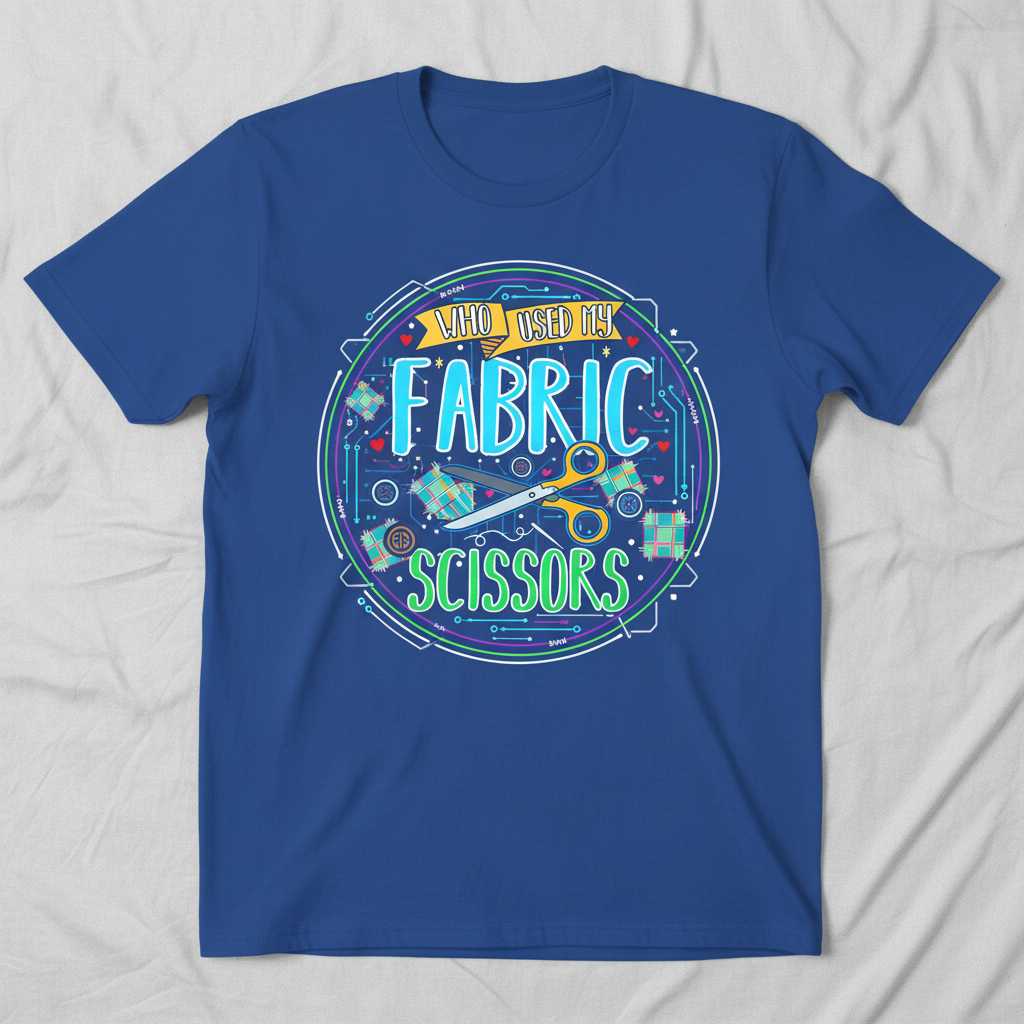 Who Used My Fabric Scissors T-Shirt, Funny Sewing Quilter Quilting Knitting Tee