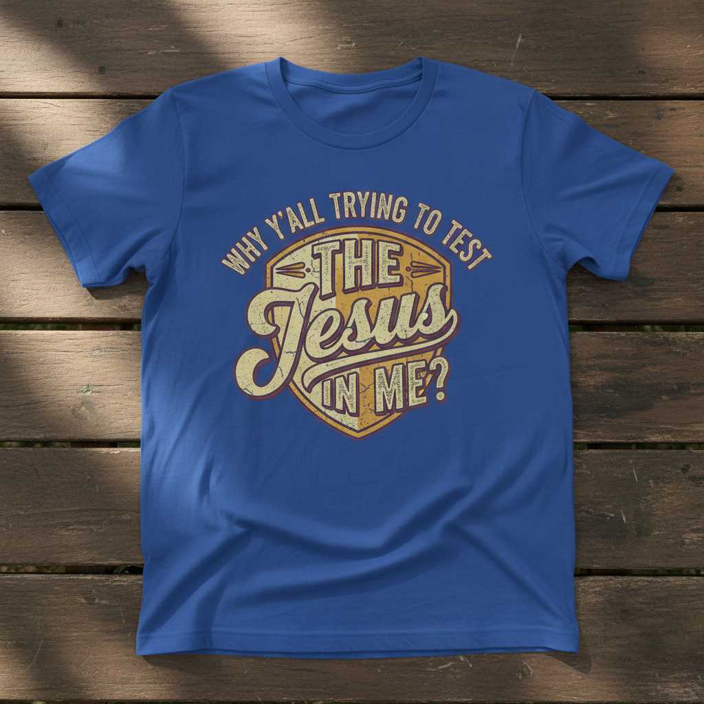 Why Yall Trying To Test The Jesus In Me- Vintage T-Shirt, Funny Novelty Tee