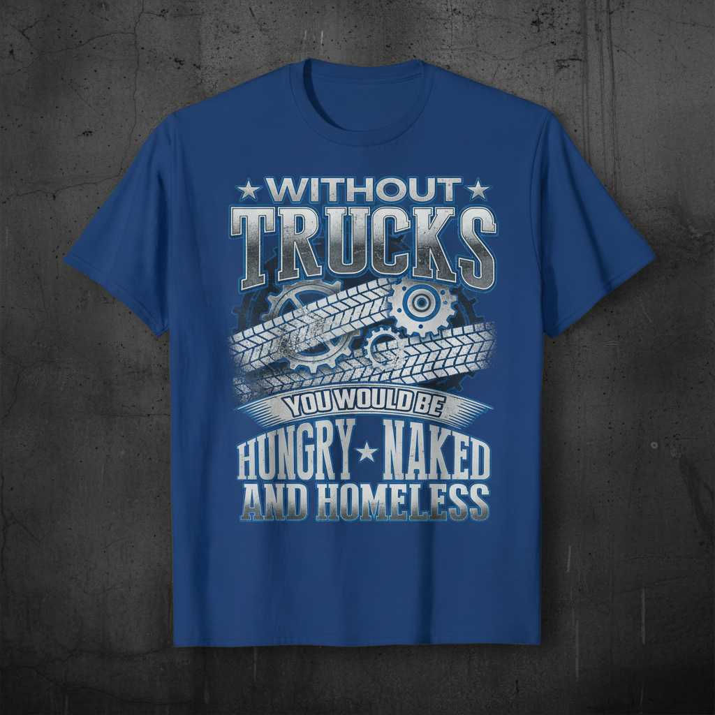 Without Trucks You Would Be Hungry Naked And Homeless Distressed T-Shirt Funny Tee