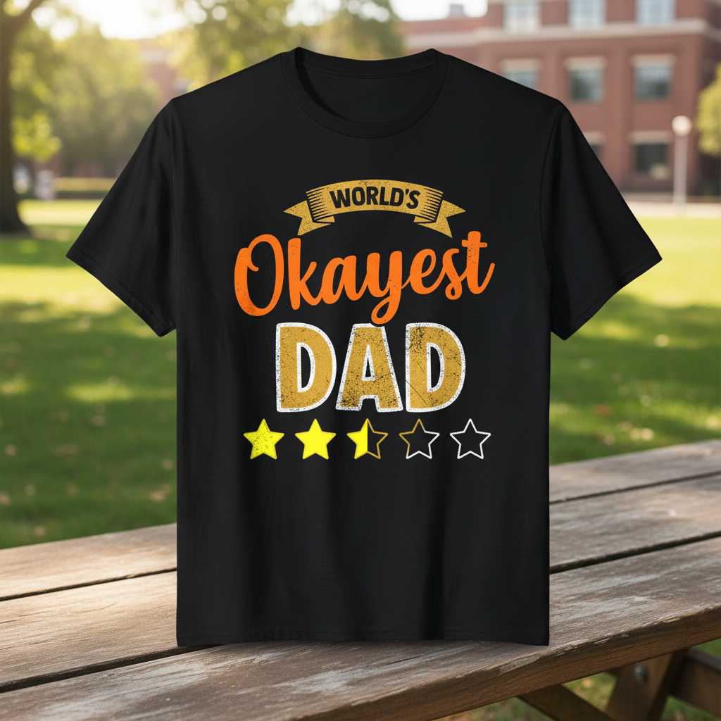 Worlds Okayest Dad Fathers Day Distressed Vintage T-Shirt, Funny Tee Idea