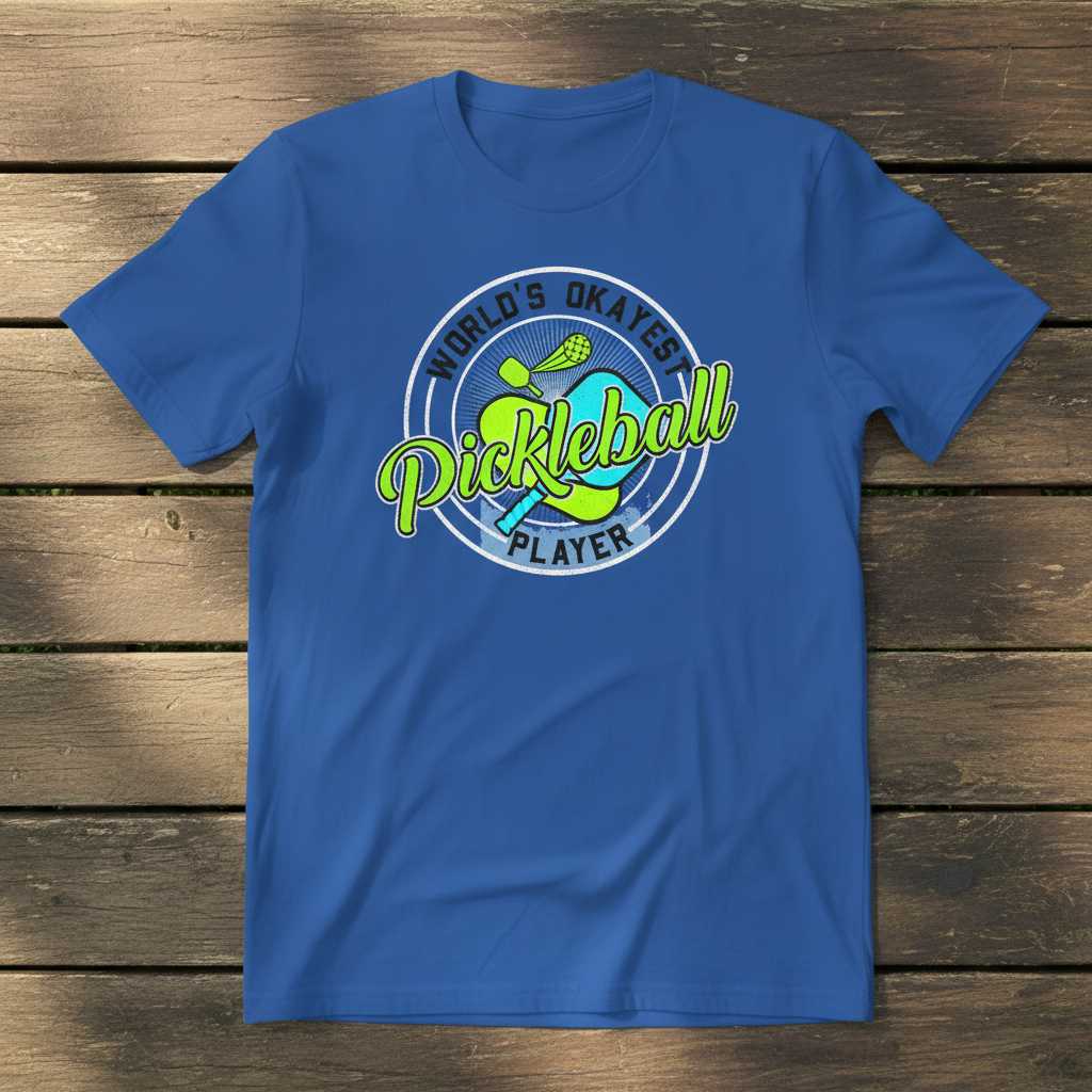Worlds Okayest Pickleball Player Distressed T-Shirt, Funny Novelty Tee