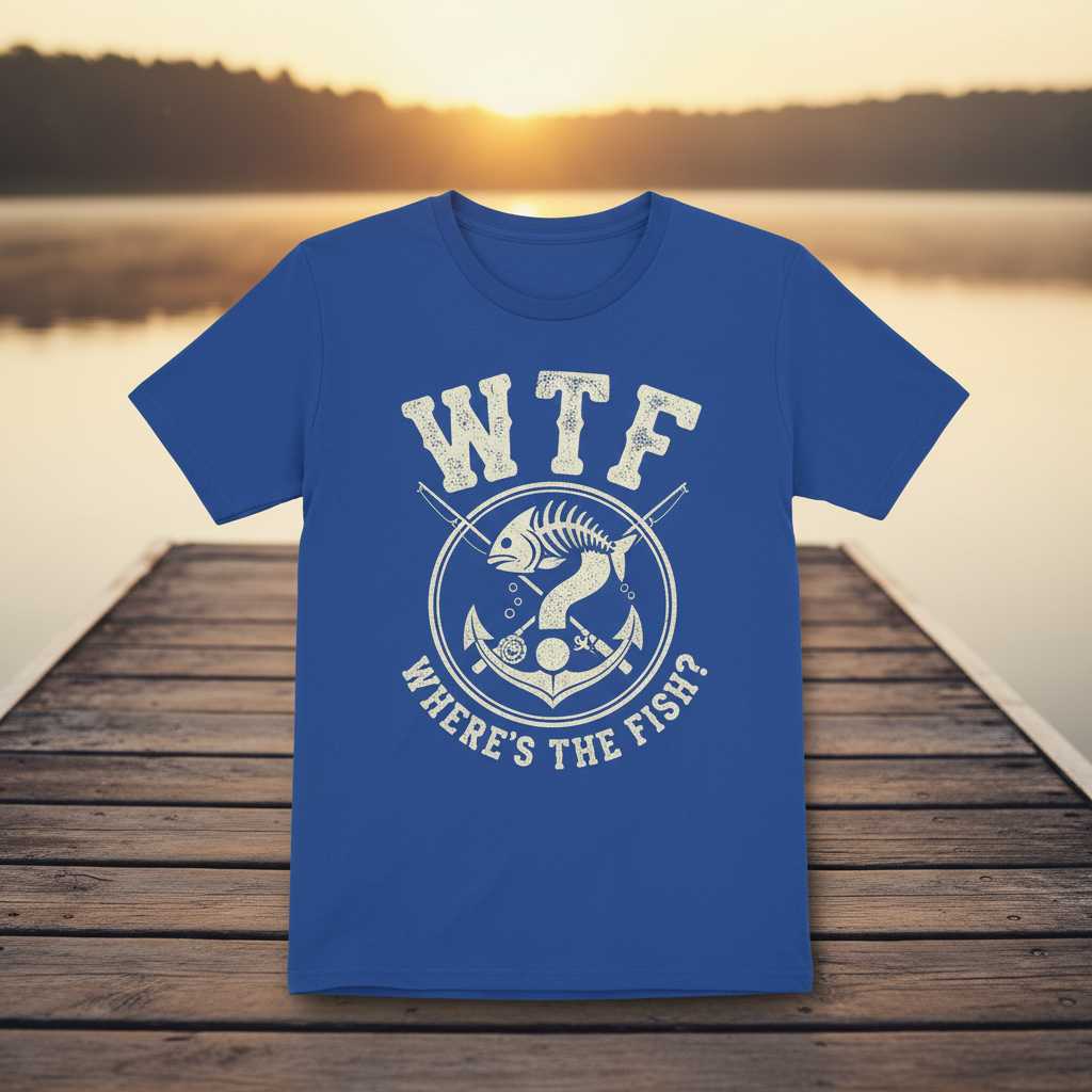 Wtf Wheres The Fish Distressed T-Shirt, Funny Graphic Fishing Tee Gift Idea