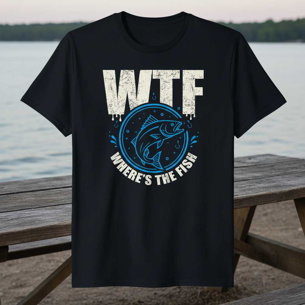 Wtf Wheres The Fish Distressed T-Shirt, Funny Graphic Fishing Tee Present