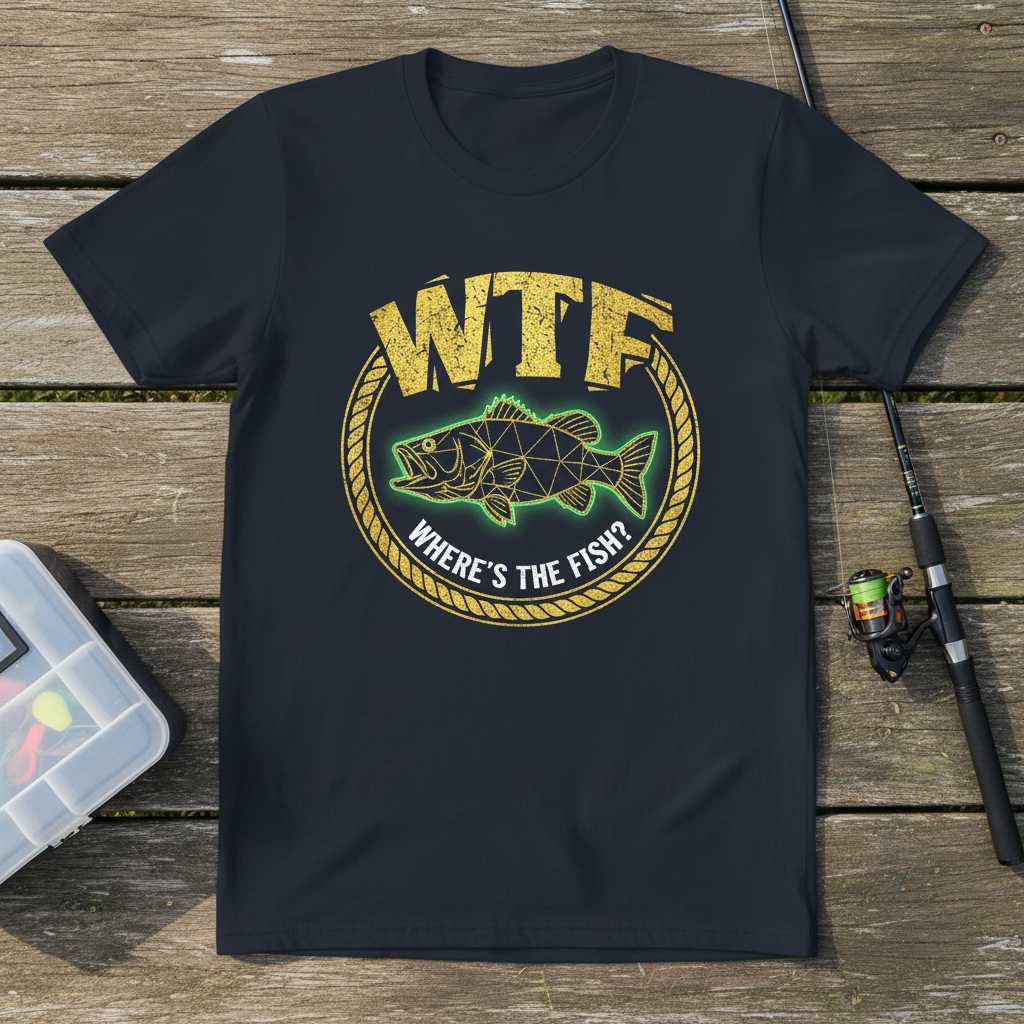 Wtf Wheres The Fish- Distressed Vintage T-Shirt, Funny Fishing Tee Idea