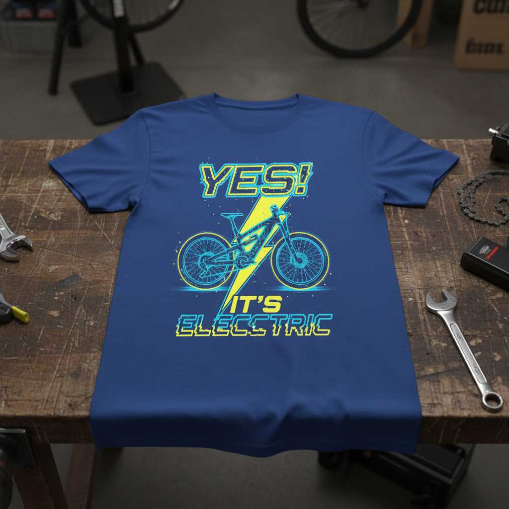 Yes! Its Electric Retro Ebike T-Shirt, Funny E-MTB Mountain Bike Tee Gear
