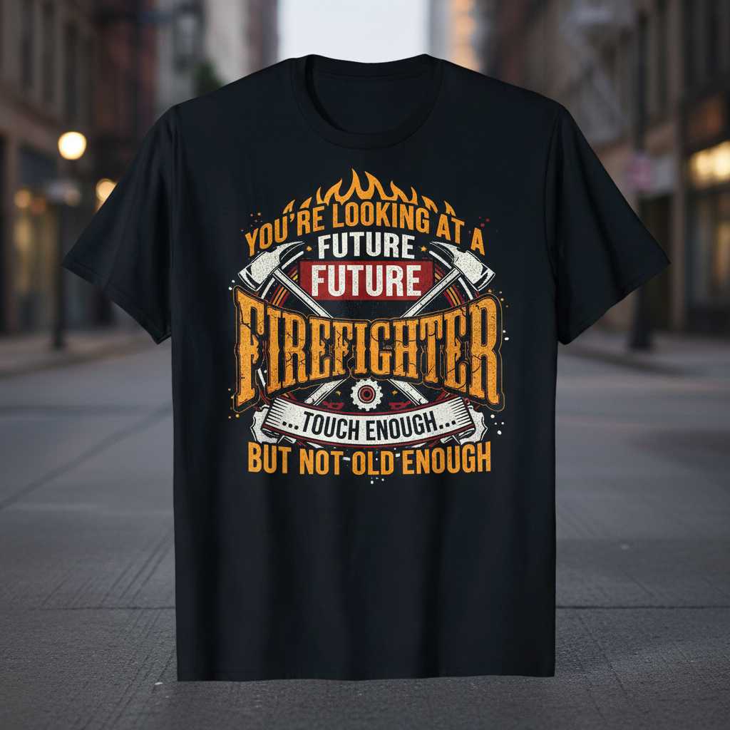 Youre Looking At A Future Firefighter Tough Enough But Not Old Enough Vintage Distressed T-Shirt Novelty Tee Idea