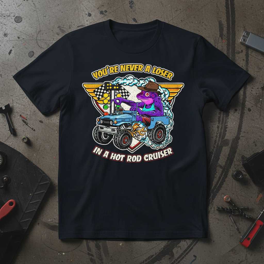 Youre Never A Loser In A Hot Rod Cruiser Retro T-Shirt, Funny Racing Tee Merch