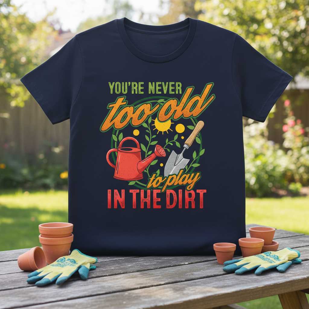 Youre Never Too Old to Play in the Dirt Gardening Vintage T-Shirt Graphic Tee