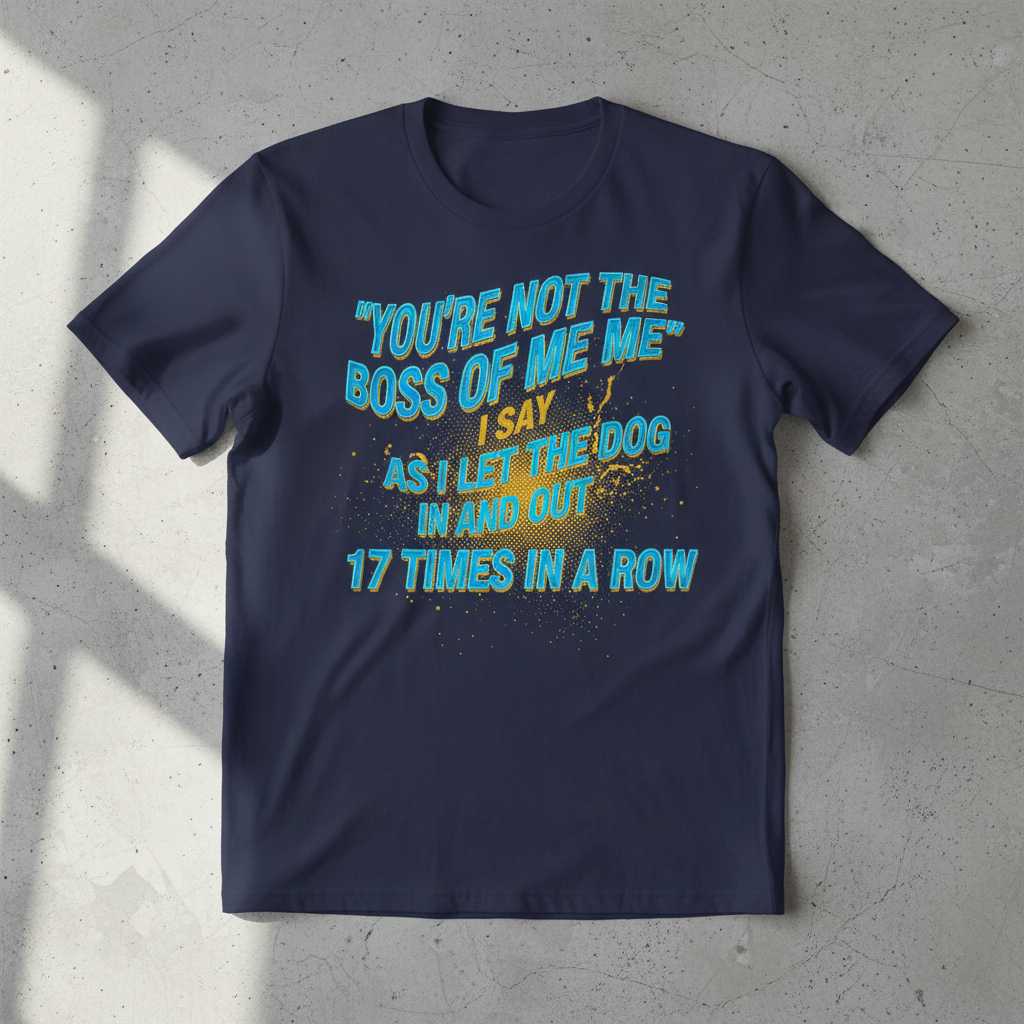 Youre Not The Boss Of Me Me I Say As I Let The Dog In And Out 17 Times In A Row Distressed T-Shirt Funny Tee