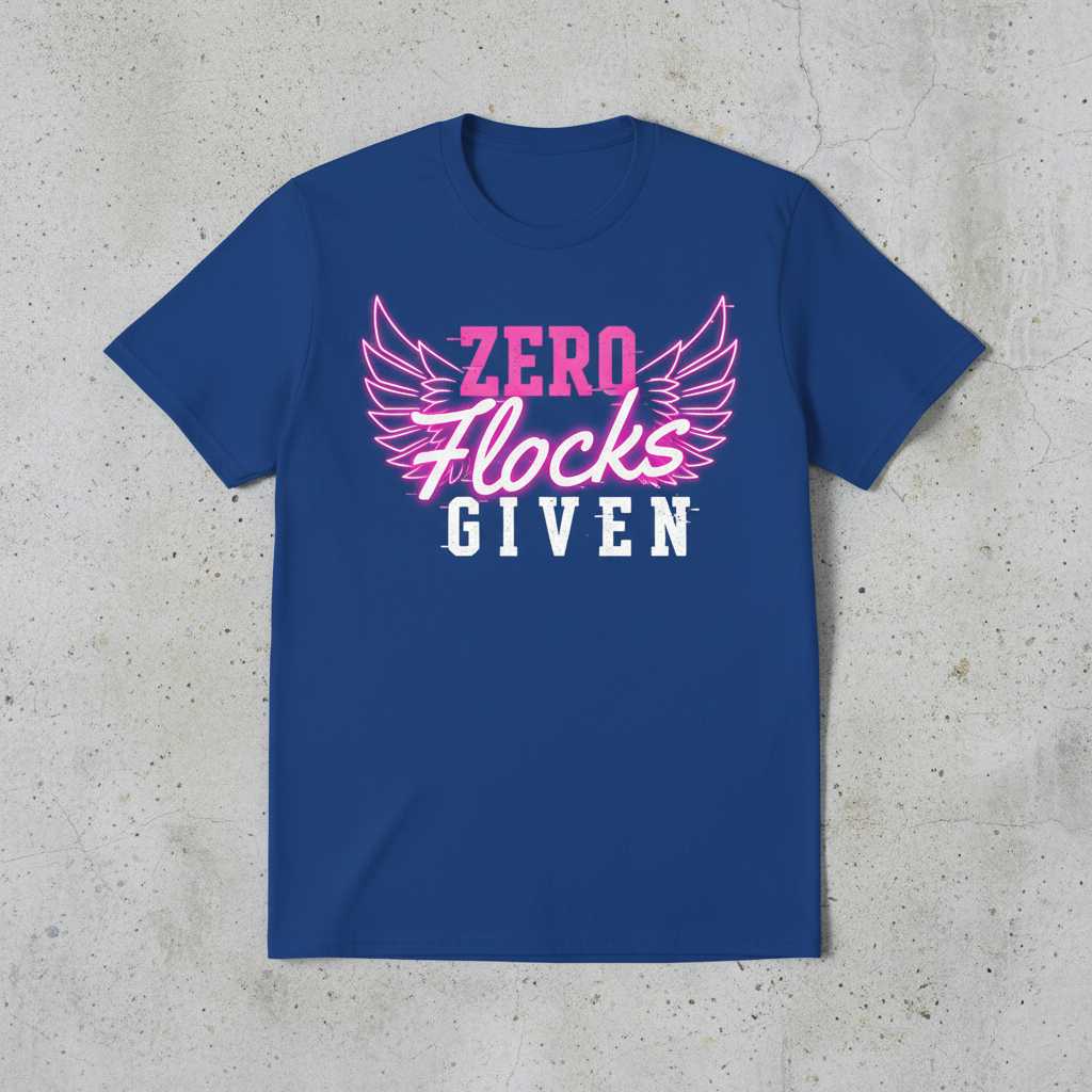 Zero Flocks Given Funny Flamingo Graphic T-Shirt Unisex Novelty Tee Gift Idea