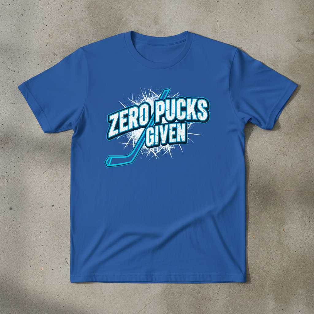 Zero Pucks Given Funny Hockey Graphic T-Shirt, Novelty Ice Sports Gear Tee