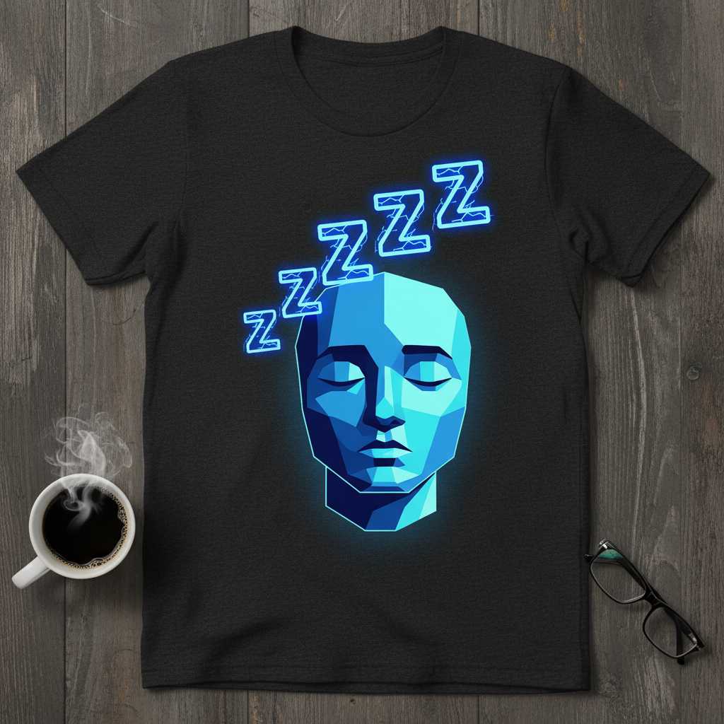 Zzzzz Sleeping Emoticon Face Graphic T-Shirt, Funny Novelty Tee Gear Idea