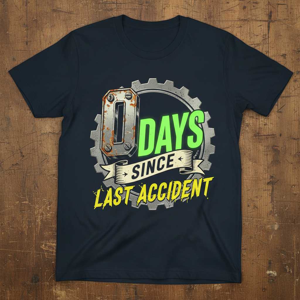 0 Days Since Last Accident Distressed Vintage T-Shirt Funny Tee Gift Idea