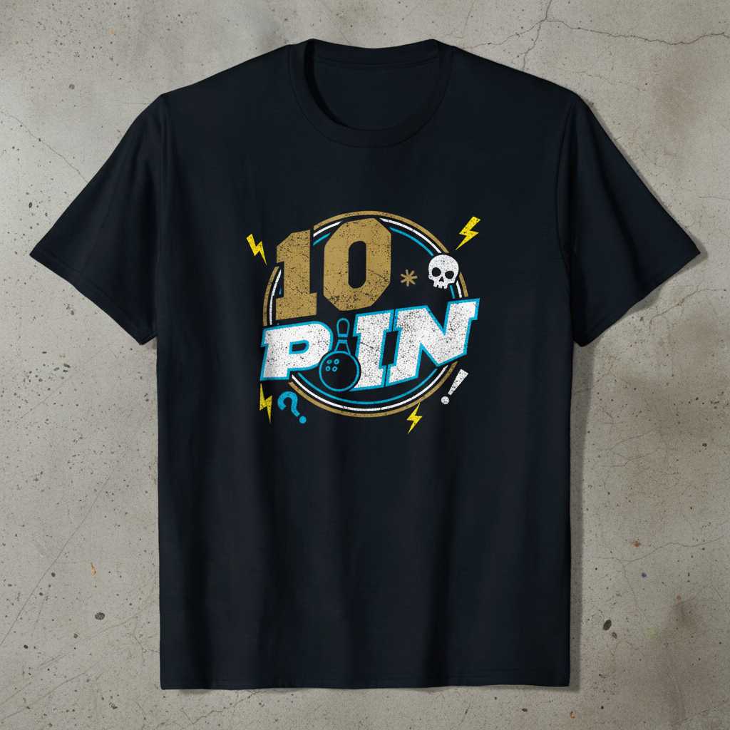 10 Pin Distressed Bowling T-Shirt, Vintage Graphic Tee Novelty Idea