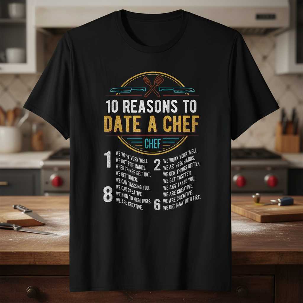 10 Reasons To Date A Chef Vintage Retro T-Shirt, Funny Graphic Tee Idea