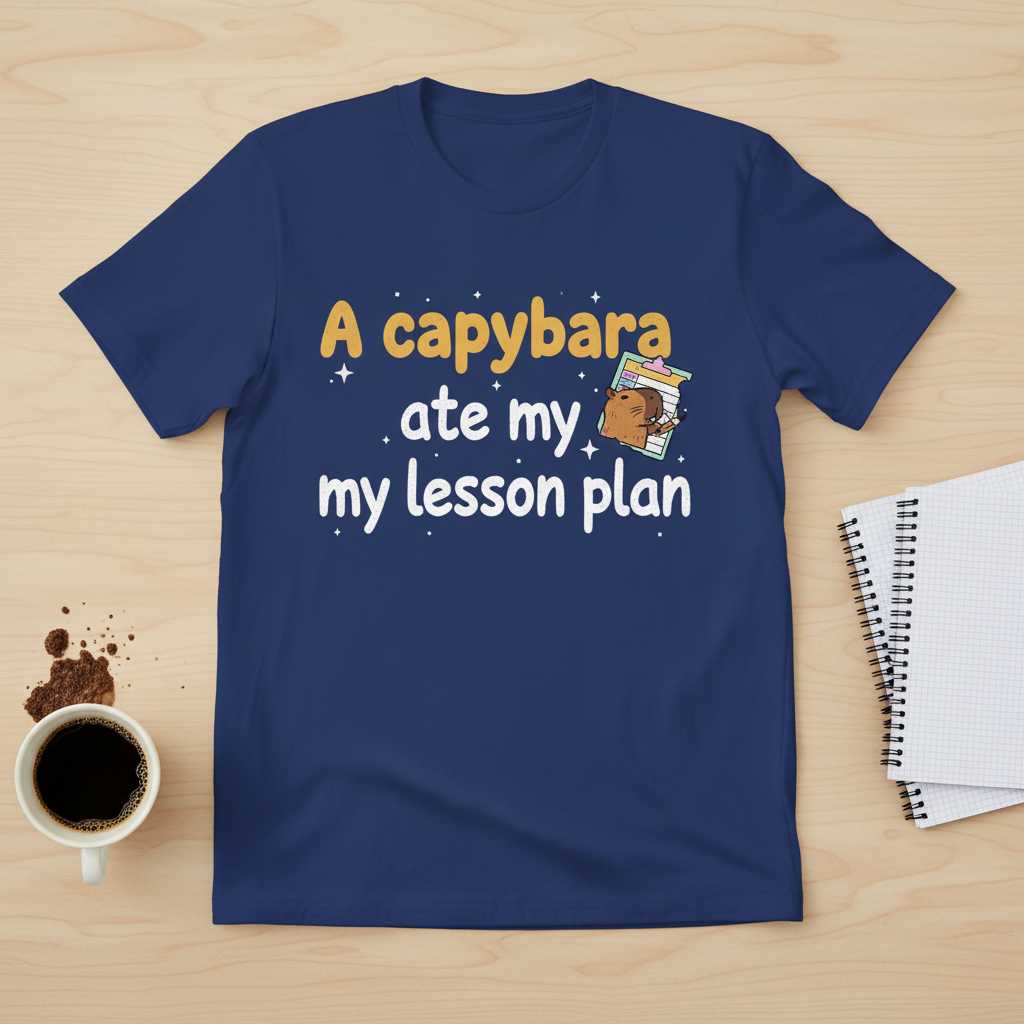 A Capybara Ate My My Lesson Plan Funny T-Shirt, Cute Teacher Graphic Tee Idea