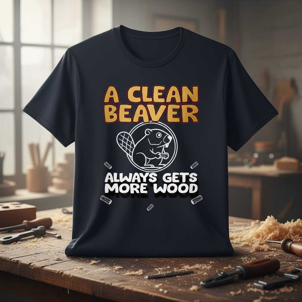 A Clean Beaver Always Gets More Wood Retro T-Shirt, Funny Novelty Tee Idea
