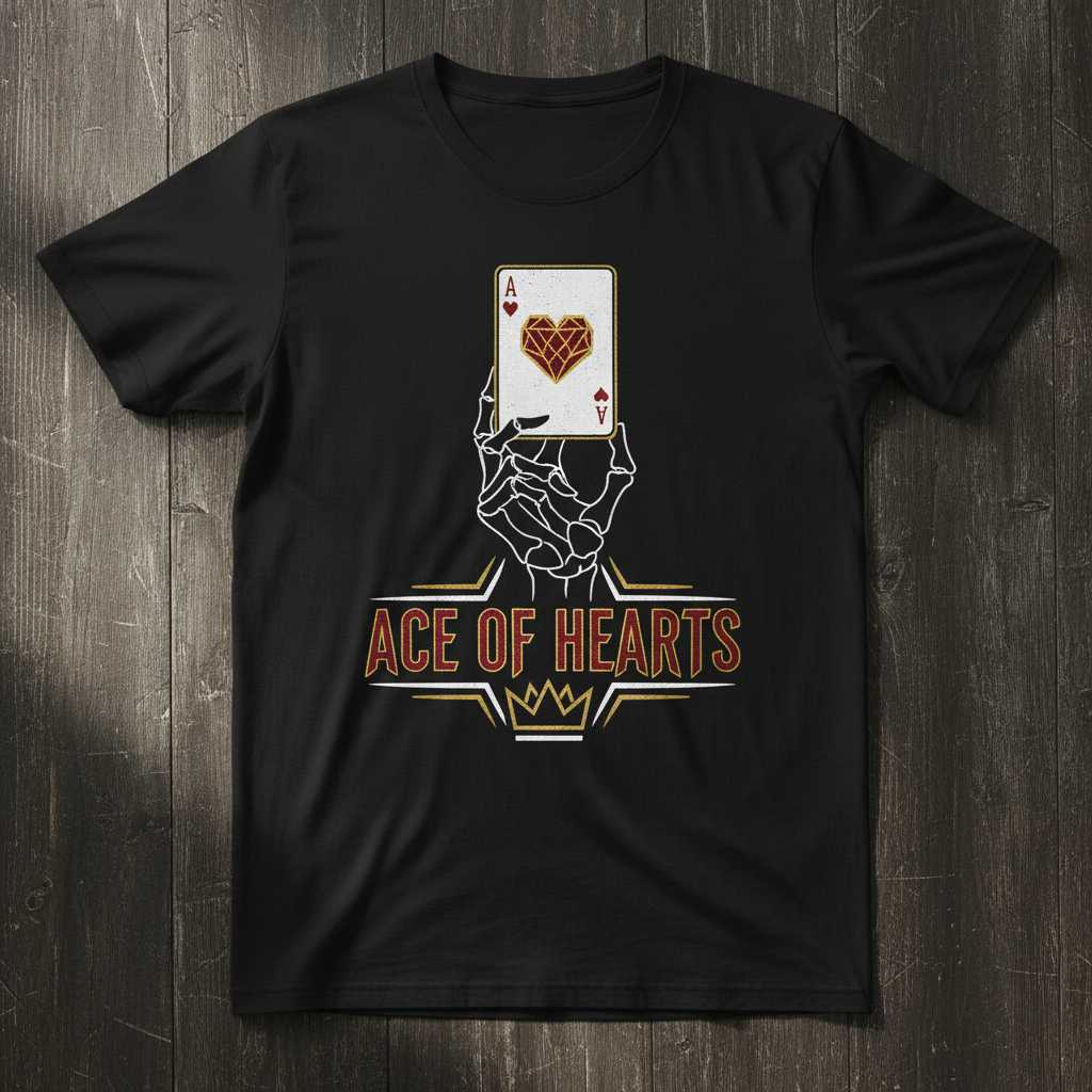 Ace Of Hearts Distressed T-Shirt, Graphic Novelty Tee Gambler Gift Idea