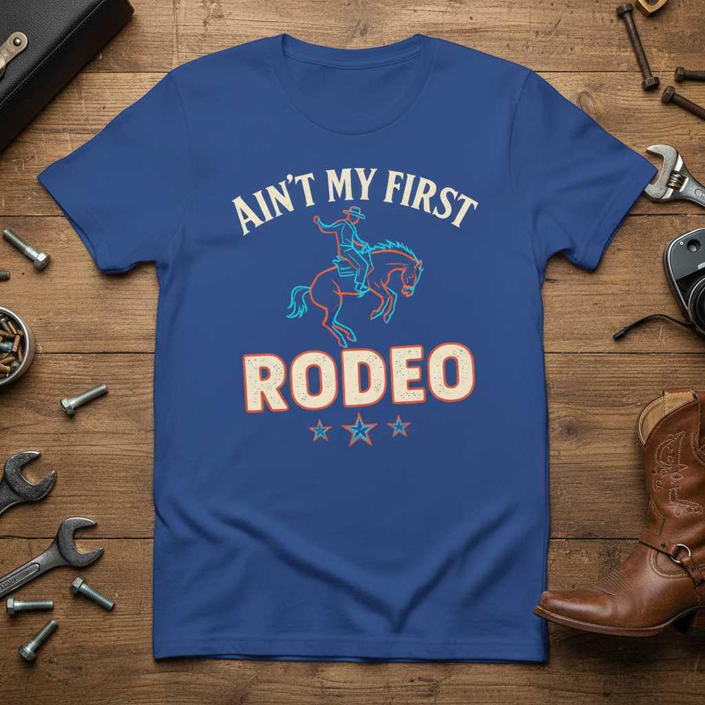 Aint My First Rodeo Retro Western T-Shirt, Novelty Graphic Tee Gift Idea
