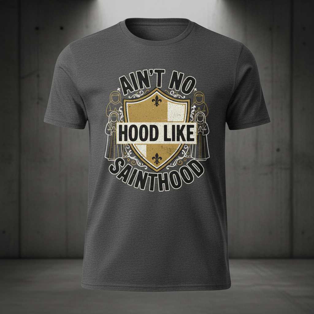Aint No Hood Like Sainthood Vintage T-Shirt, Funny Catholic Tee Merch