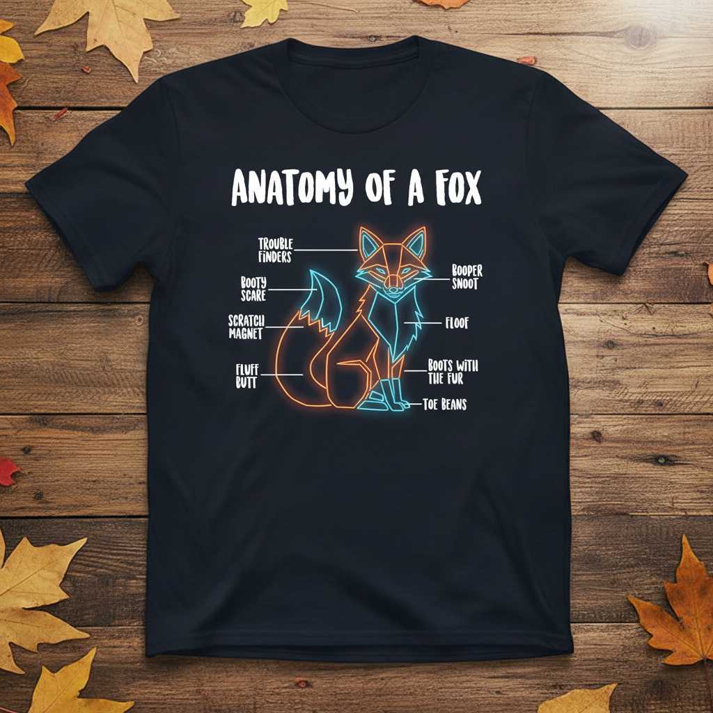 Anatomy Of A Fox Graphic T-Shirt, Funny Novelty Fox Lover Tee Top Idea