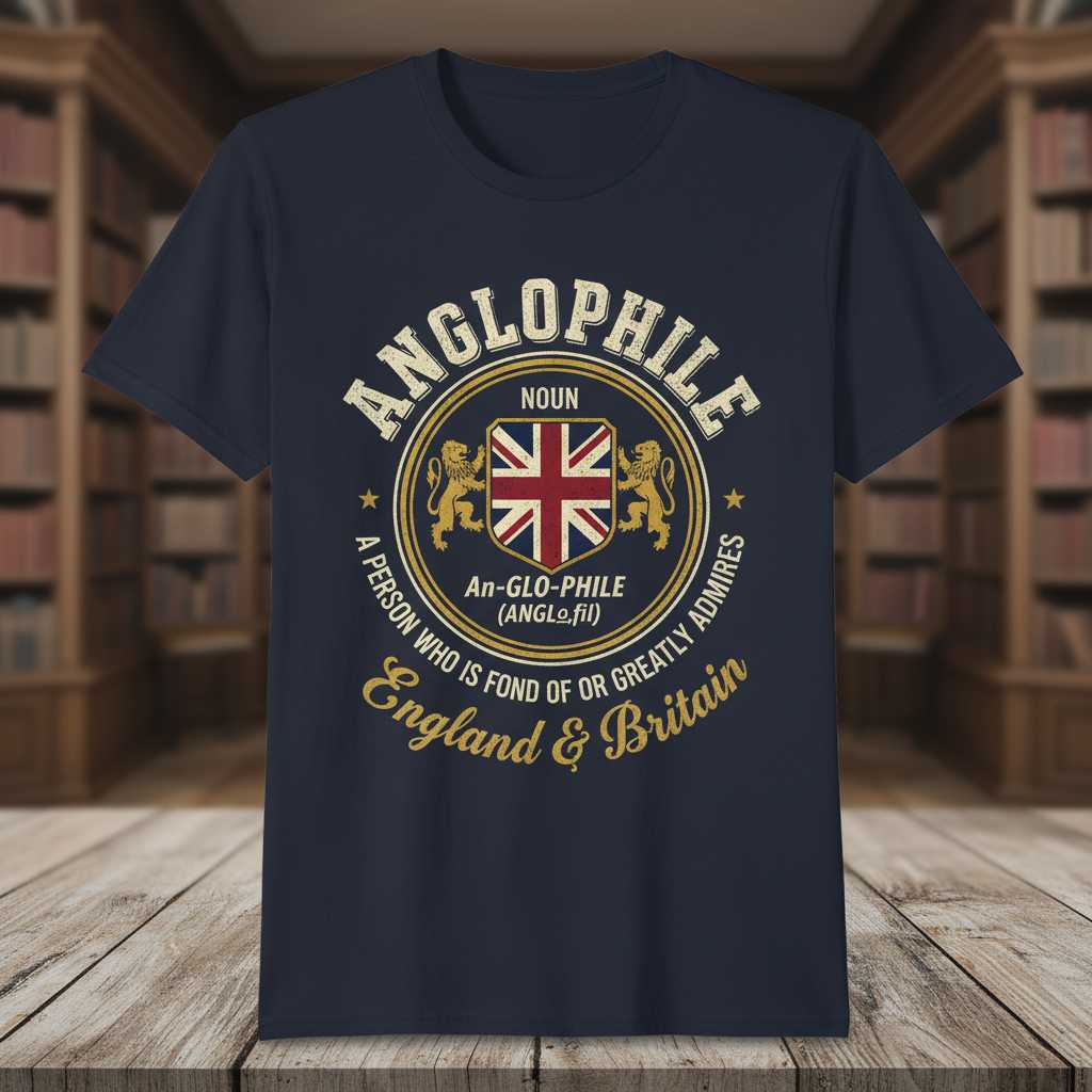 Anglophile A Person Who Is Fond Of Or Greatly Admires England & Britain Vintage T-Shirt, Souvenir Tee