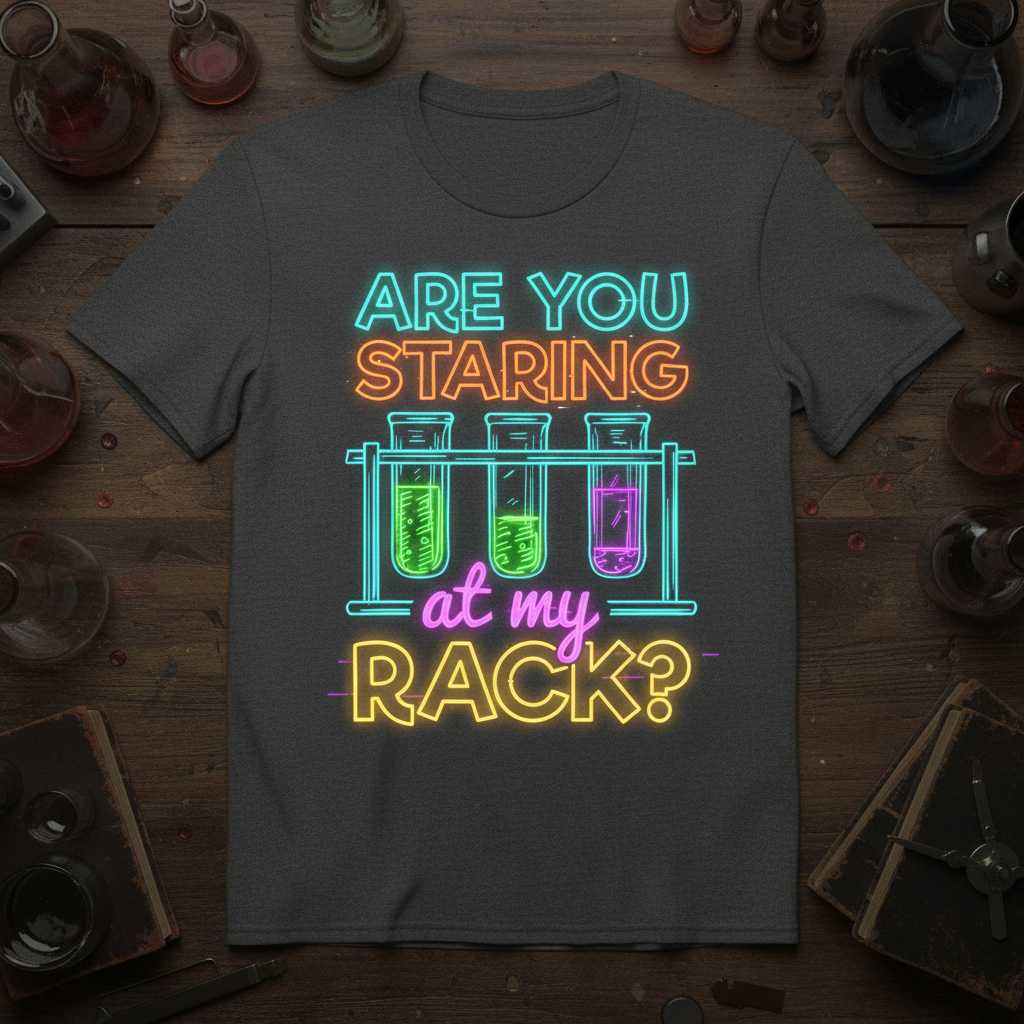 Are You Staring At My Rack- Retro Science T-Shirt, Funny Novelty Tee Gear
