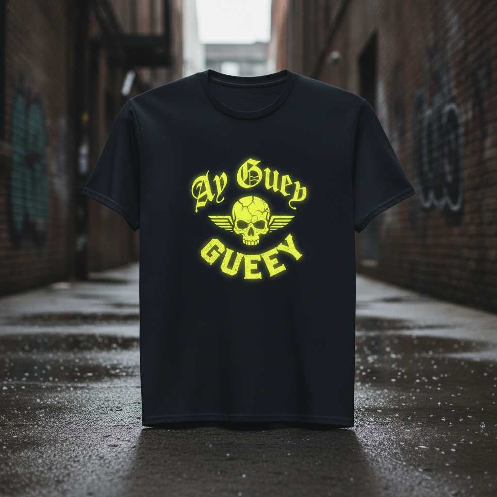 Ay Guey Gueey Graphic T-Shirt, Distressed Mexican Slang Skull Tee Merch