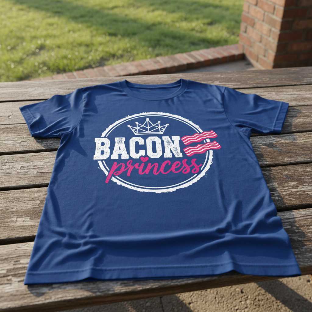 Bacon Princess Distressed Graphic T-Shirt, Funny Pork Foodie Lover Tee Idea