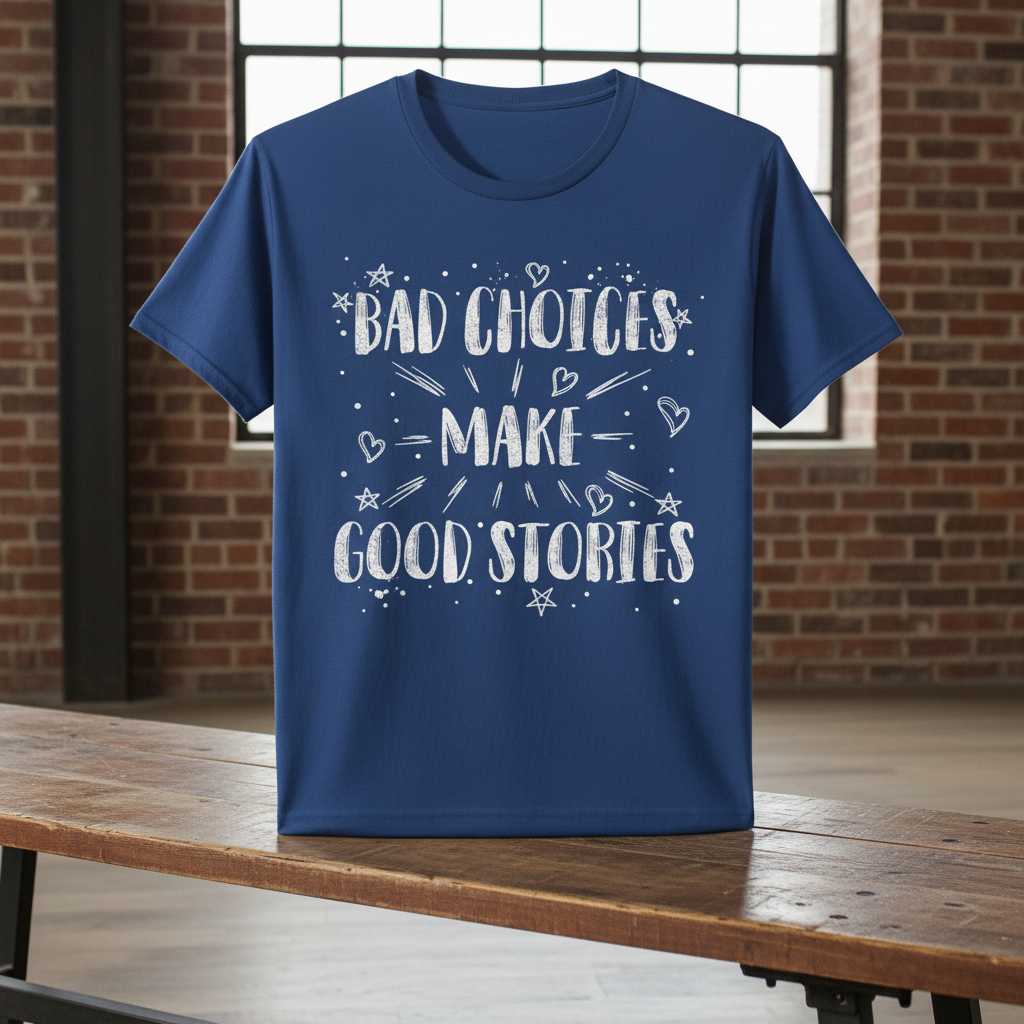 Bad Choices Make Good Stories Distressed T-Shirt, Funny Graphic Tee Idea