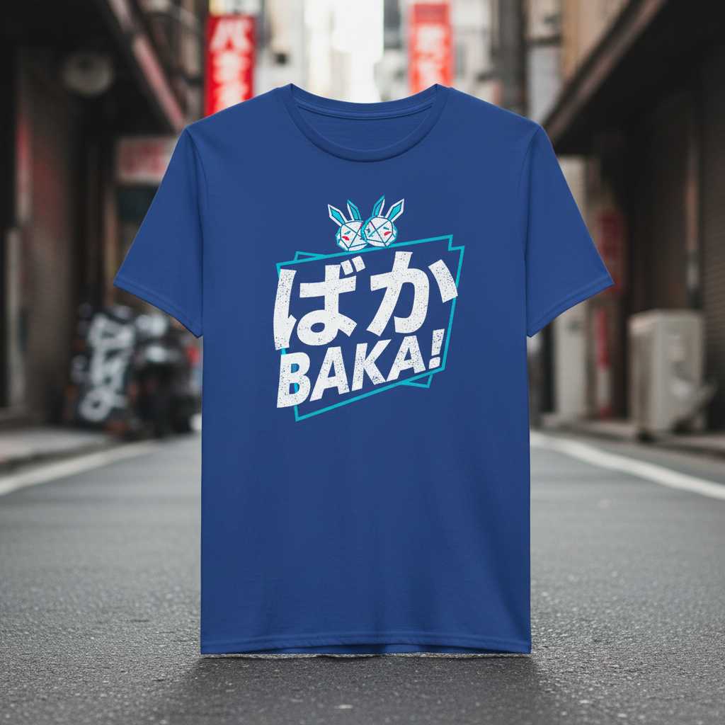 Baka! Distressed Japanese Anime T-Shirt, Funny Graphic Manga Otaku Tee Top