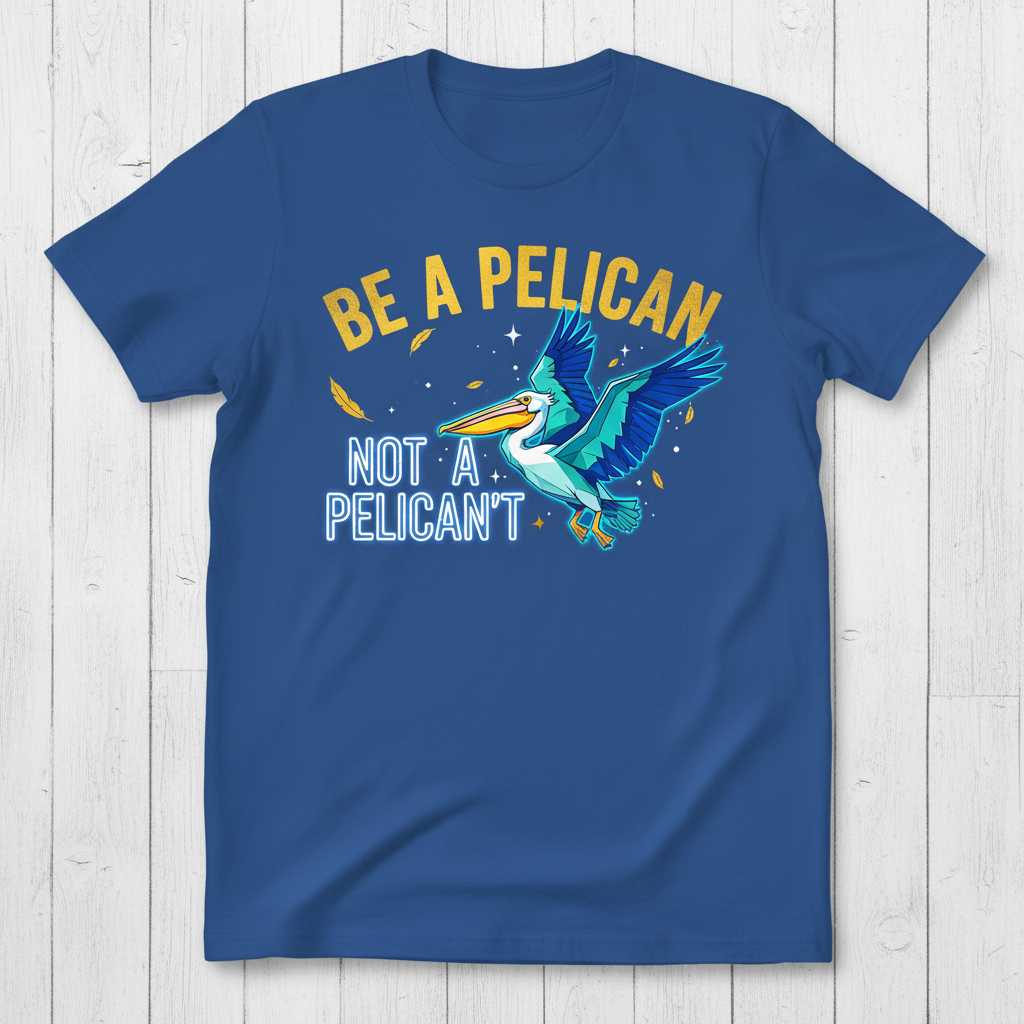 Be A Pelican Not A Pelicant Funny Graphic T-Shirt, Novelty Bird Tee Gift Idea