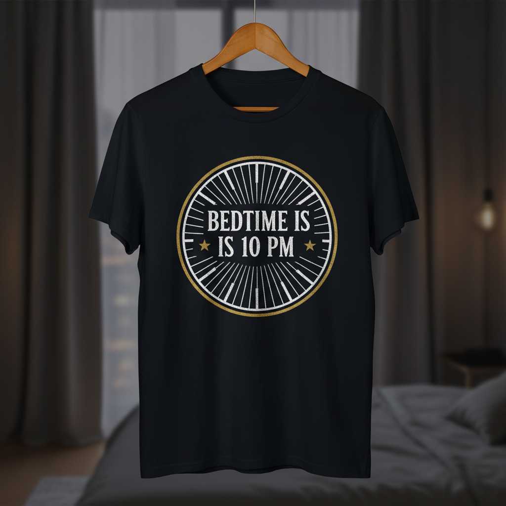 Bedtime Is 10 PM Vintage Retro T-Shirt, Funny Graphic Tee Unisex Merch