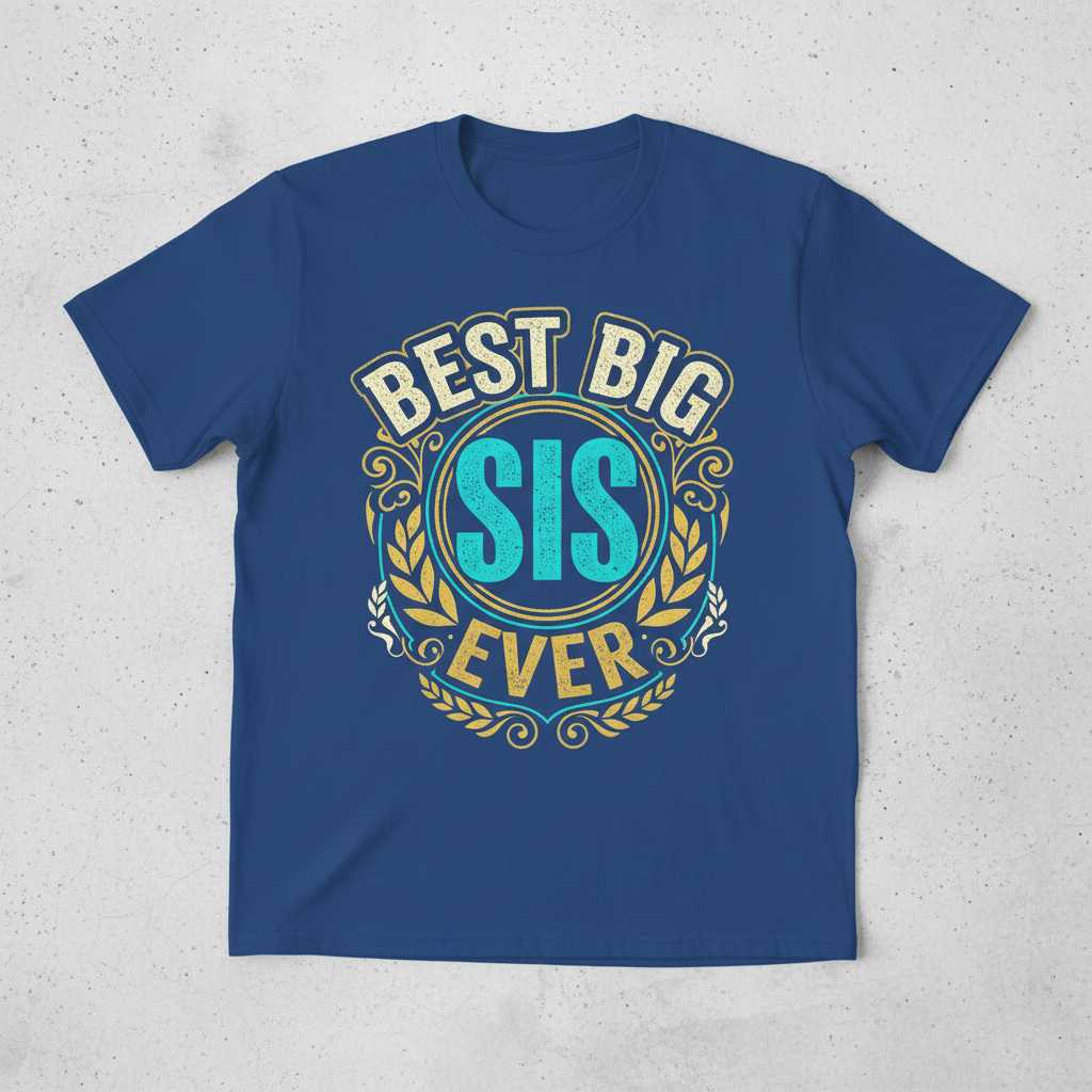 Best Big Sis Ever Vintage Retro T-Shirt, Graphic Sibling Tee Present Idea