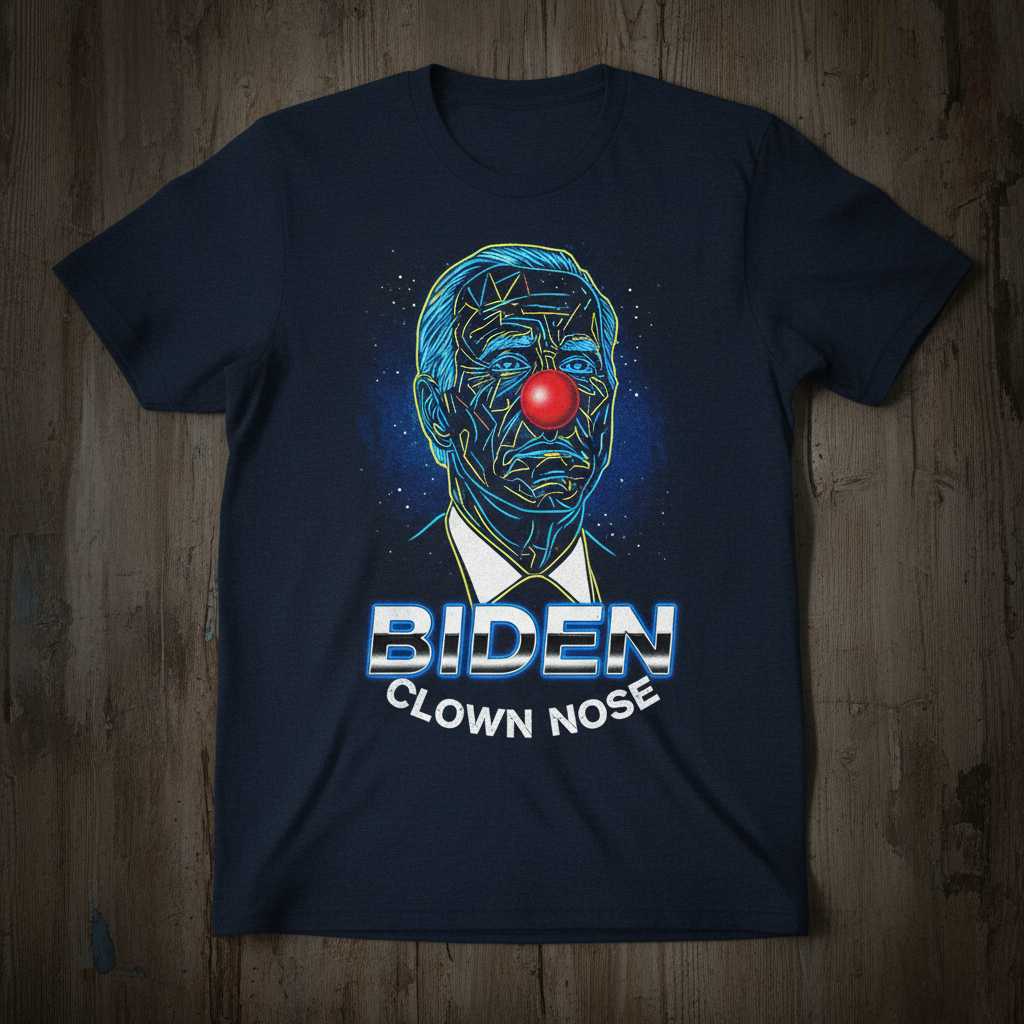 Biden Clown Nose Retro 90s Graphic T-Shirt, Funny Novelty Tee Merch