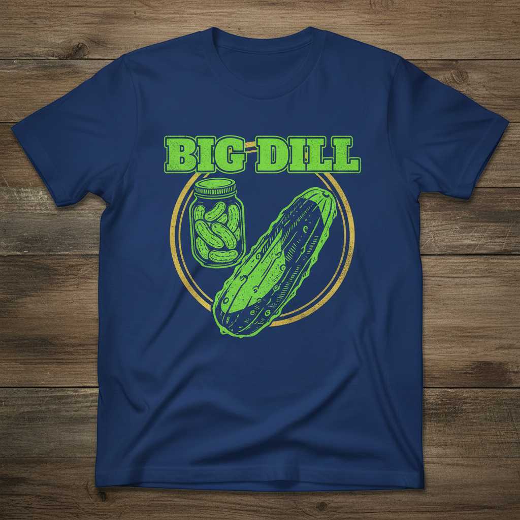 Big Dill Retro Distressed T-Shirt, Funny Novelty Pickle Graphic Tee Idea