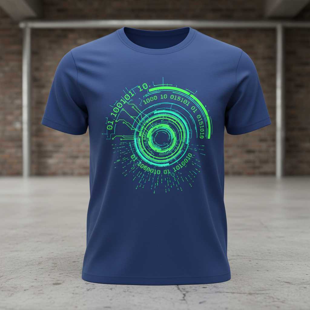 Binary Code Circle Graphic T-Shirt, Funny Coding Lover Programmer Tee Gear