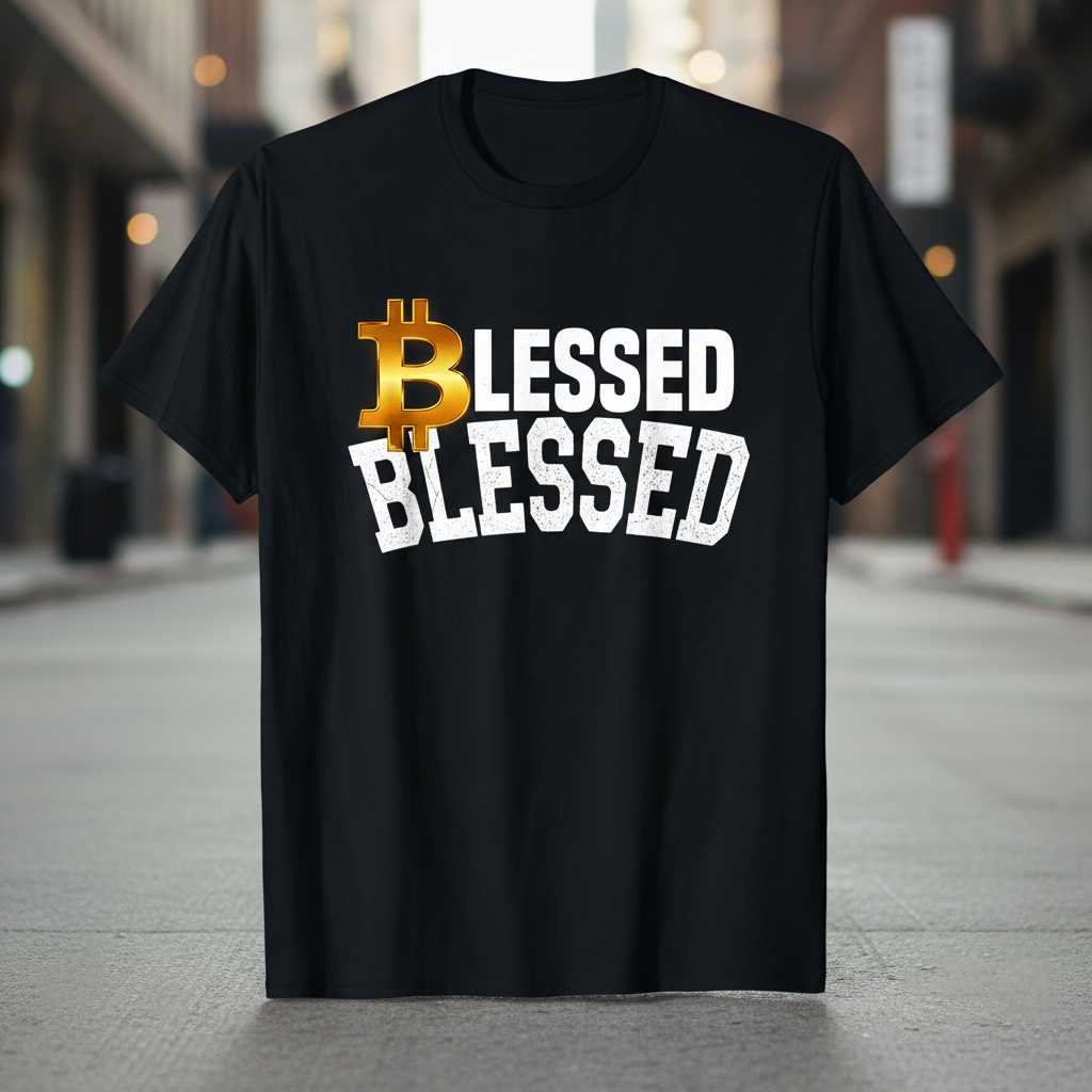 Blessed Blessed Blessed Bitcoin Distressed T-Shirt Graphic Crypto Tee Merch