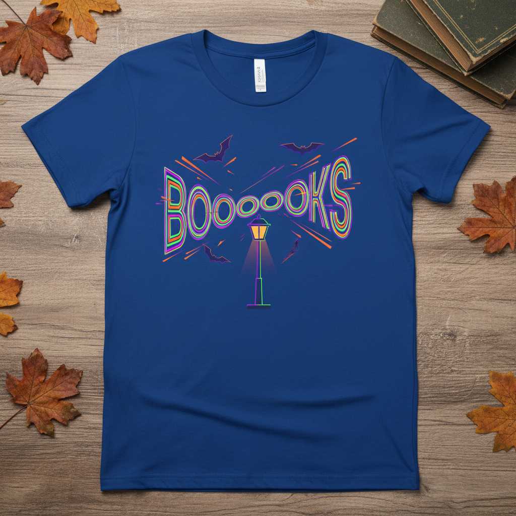 Booooooks Retro Halloween Librarian T-Shirt, Cute Book Lover Tee Gift Idea