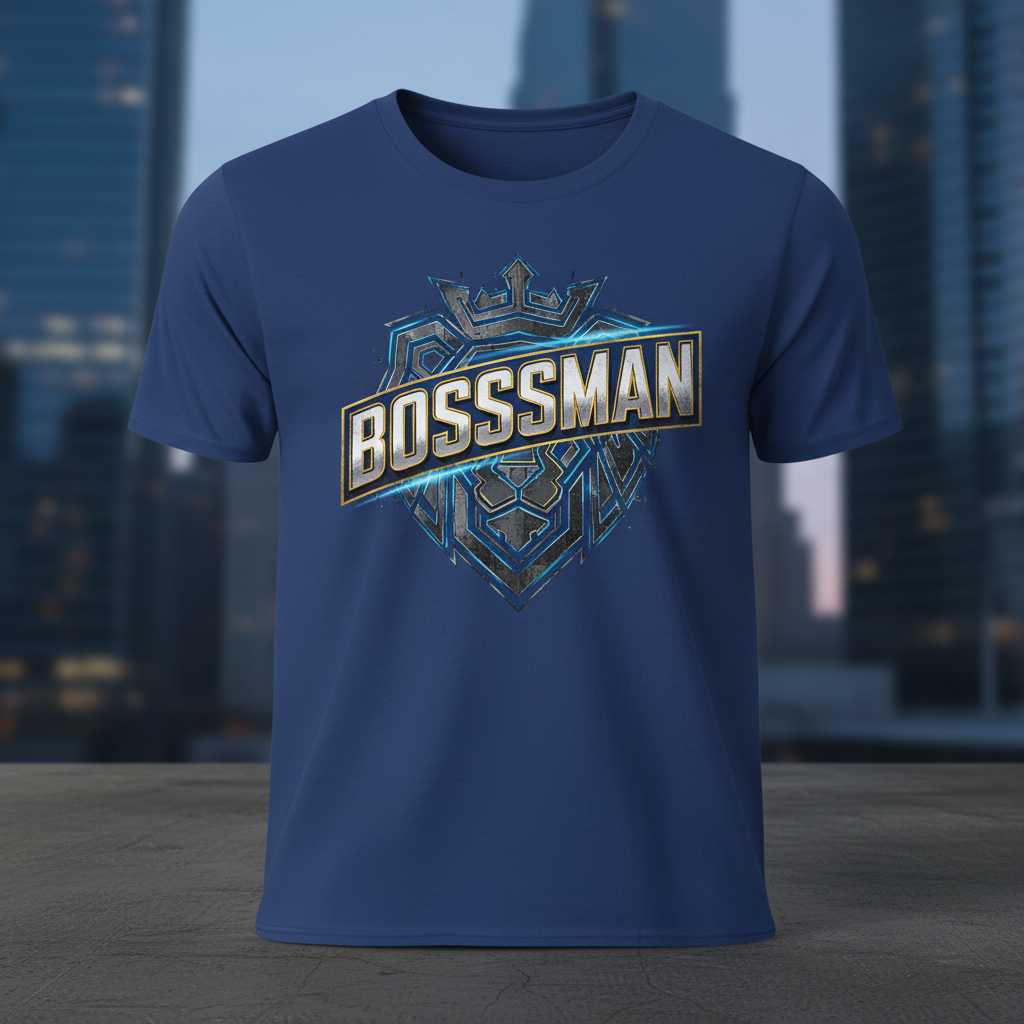 Bossman Lion Shield Graphic T-Shirt, Novelty Unisex Tee Birthday Gift Idea
