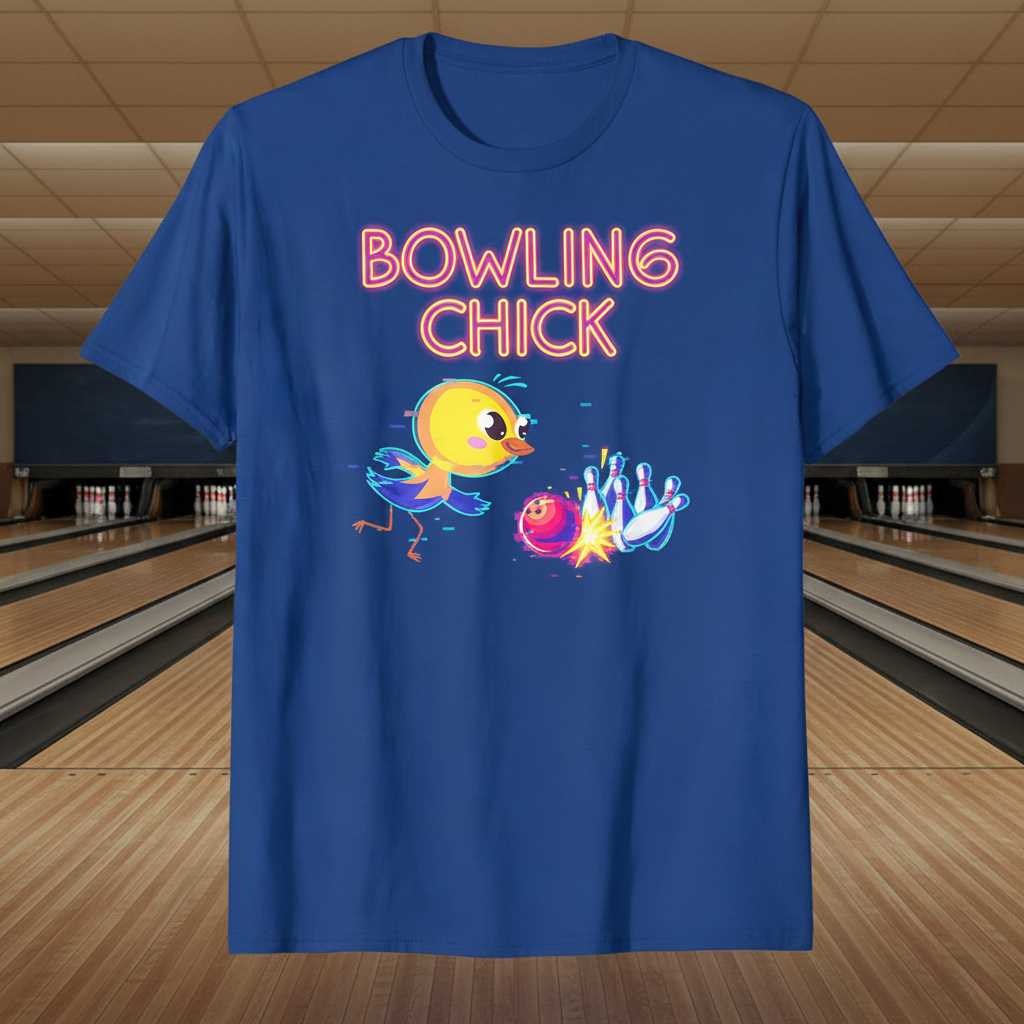 Bowling Chick Novelty T-Shirt, Funny Animal Lover Bowler Tee Outfit Idea