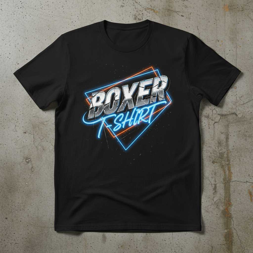 Boxer T-Shirt Retro Neon Distressed 90s Tee, Novelty Graphic Unisex Top Idea