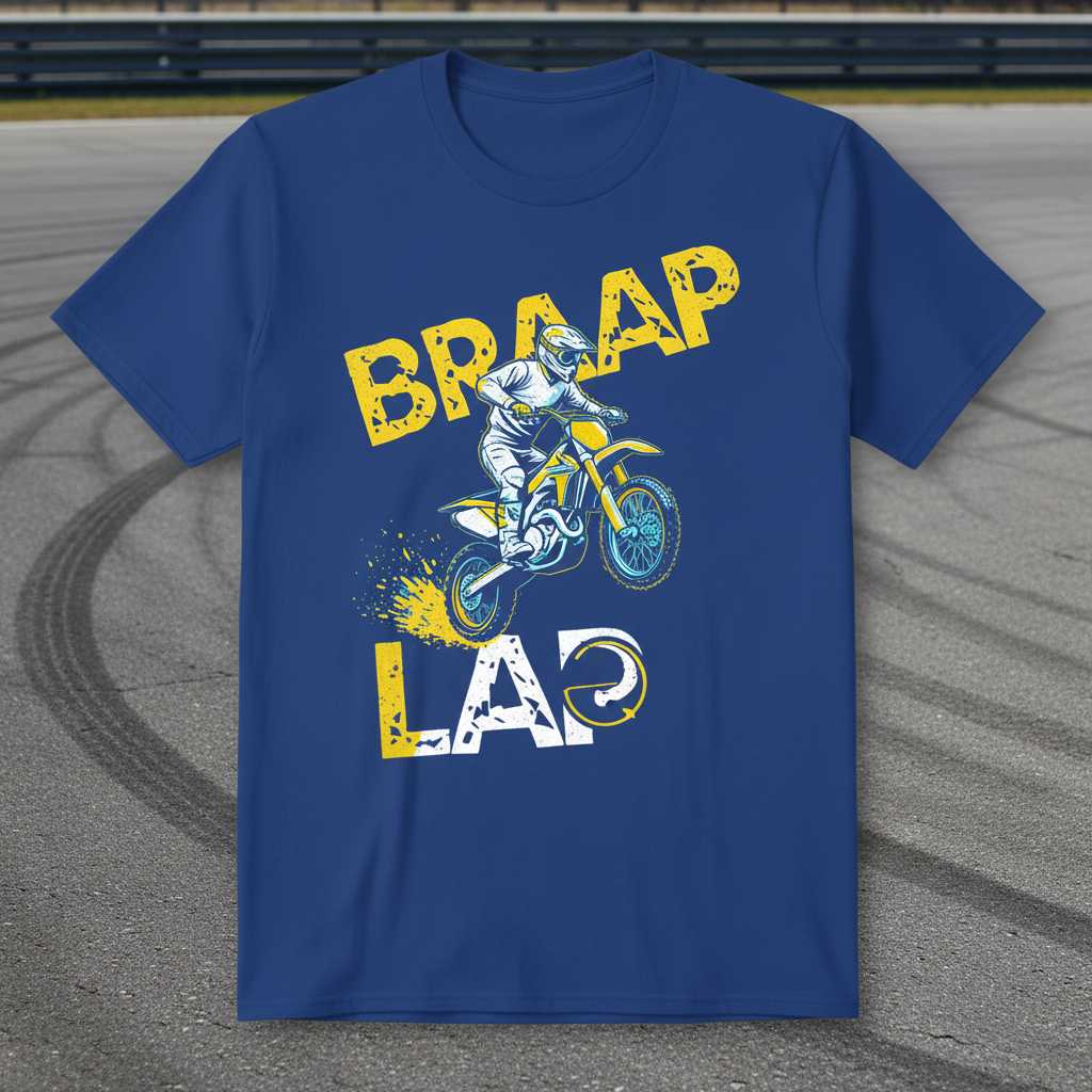 Braap Lap Distressed Dirt Bike Motocross T-Shirt, Novelty Graphic Tee Gear