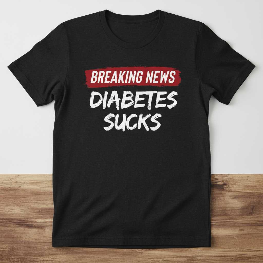 Breaking News Diabetes Sucks Distressed T-Shirt, Funny Novelty Tee Idea