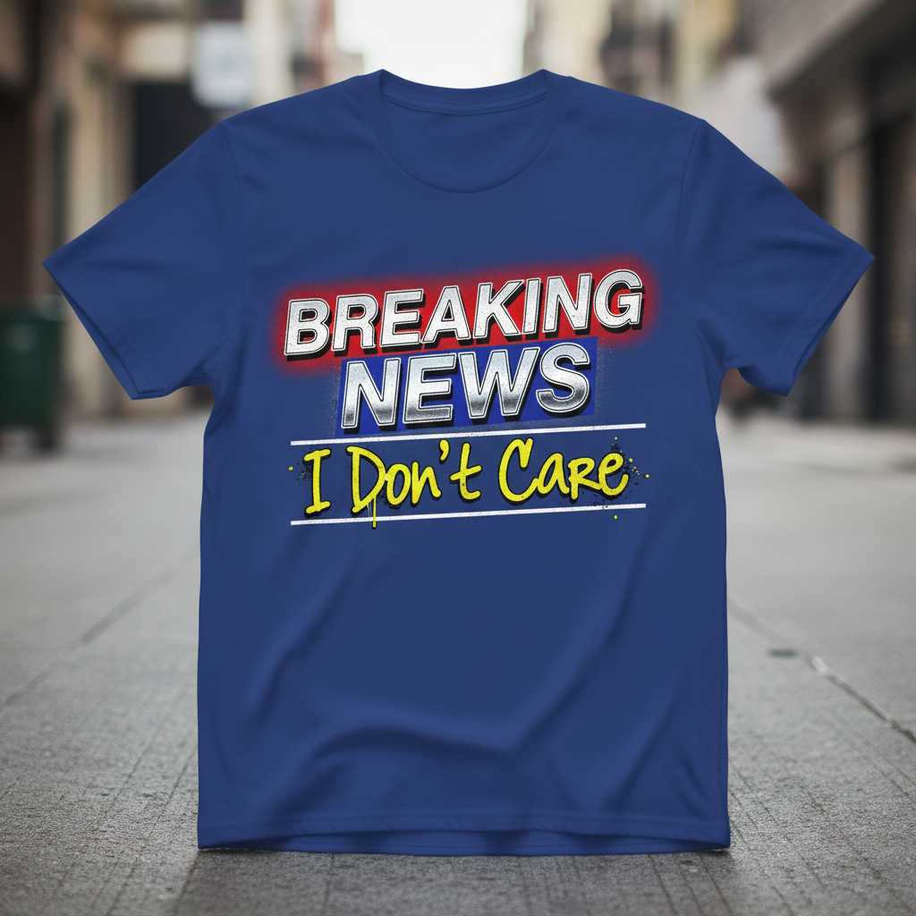 Breaking News I Dont Care Funny Graphic T-Shirt, Sarcastic Humor Tee Gift Idea